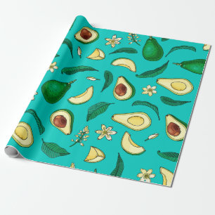 Realistischer Avocado. Nahtloses Muster. Sommer ex Geschenkpapier