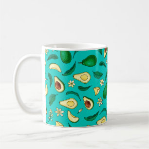 Realistischer Avocado. Nahtloses Muster. Sommer ex Kaffeetasse