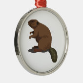 Realistischer Biber Silbernes Ornament (Rechts)