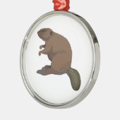 Realistischer Biber Silbernes Ornament (Links)