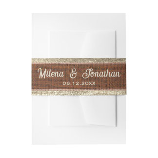 Realistischer Burlap Rustic Gold & Chocolate Brown Einladungsbanderole