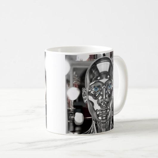 Realistischer Chromroboter Kaffeetasse (VorderseiteRechts)