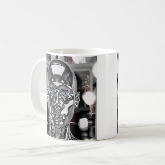 Realistischer Chromroboter Kaffeetasse (Vorderseite Links)