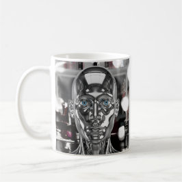 Realistischer Chromroboter Kaffeetasse