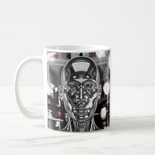 Realistischer Chromroboter Kaffeetasse (Links)