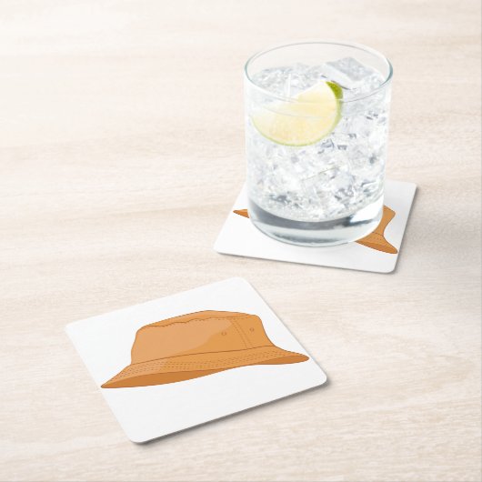 Realistischer Eimerhut Rechteckiger Pappuntersetzer (Vor Ort)