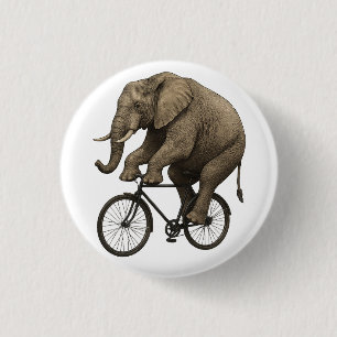 Realistischer Elefant auf einem Bike - Funny Anima Button