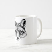 Realistischer Fox Head T - Shirt - Schwarz & Weiß Kaffeetasse (VorderseiteRechts)