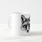 Realistischer Fox Head T - Shirt - Schwarz & Weiß Kaffeetasse (Vorderseite Links)