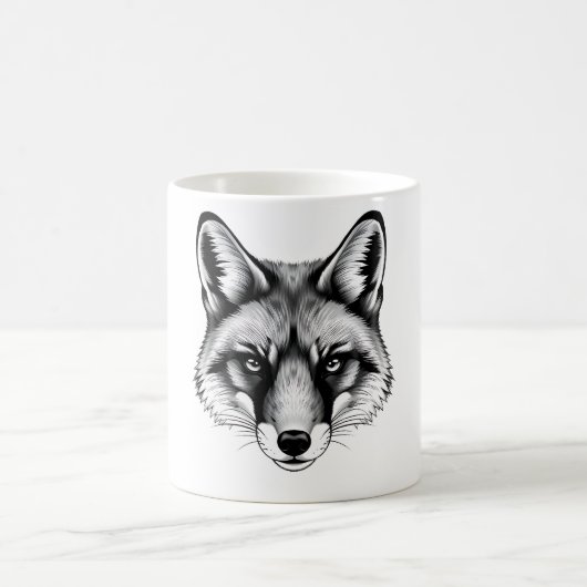 Realistischer Fox Head T - Shirt - Schwarz & Weiß Kaffeetasse (Mittel)