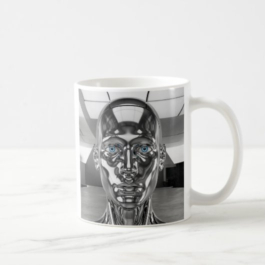 Realistischer futuristischer Chromroboter Kaffeetasse (Rechts)