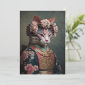 Realistischer Geisha Cat Feiertagskarte (Stehend Vorderseite)