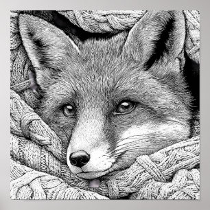 Realistischer gestrickter Weihnachtsstrumpf Fuchs  Poster