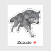 Realistischer Grauwolf 3D Digital Art Sticker (Blatt)