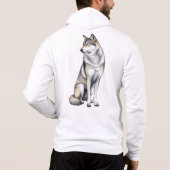 Realistischer Gray Wolf Hoodie (Rückseite)