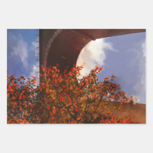 Realistischer Herbstbaum mit roten Blätter in Newq