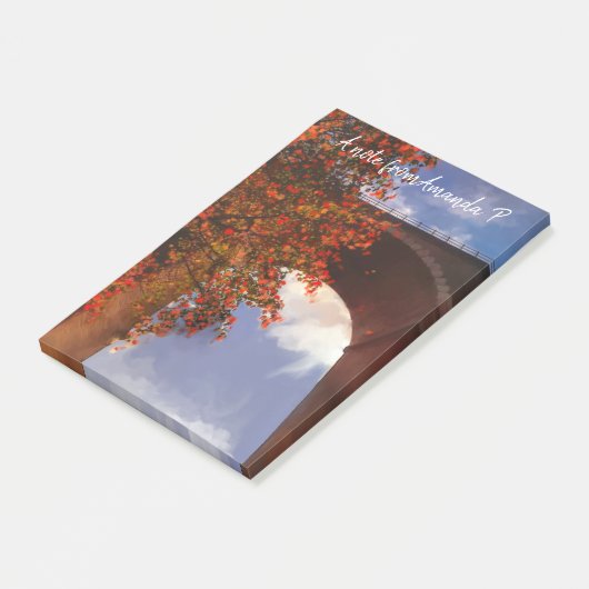 Realistischer Herbstbaum mit roten Blätter in Newq Post-it Klebezettel (angewinkelt)