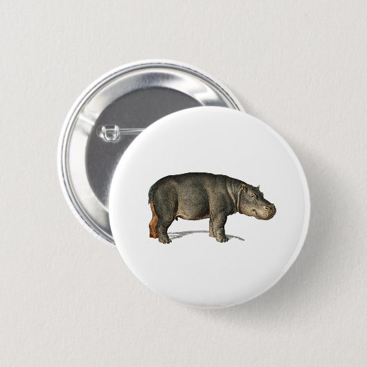 Realistischer Hippo Illustration-Hippopotamus Button (Vorne & Hinten)