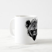 Realistischer Hyena Head T - Shirt - Schwarz & Wei Kaffeetasse (Vorderseite Links)