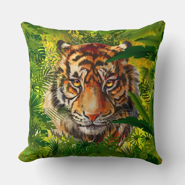 Realistischer Jungle Tiger Pillow - Tiger Kissen (Vorderseite)