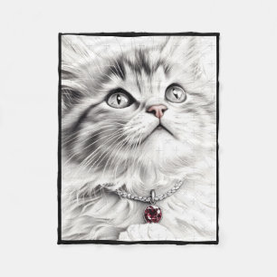 Realistischer Katzen-Bleistift-Zeichenaufkleber Fleecedecke