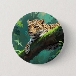 Realistischer Leopard im Dschungel Button