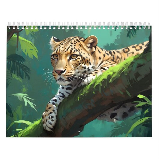 Realistischer Leopard im Dschungel Kalender (Titelbild)