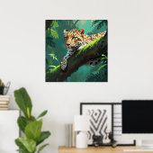 Realistischer Leopard im Dschungel Poster (Heimbüro)