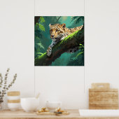 Realistischer Leopard im Dschungel Poster (Küche)