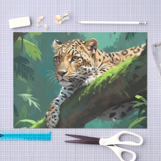 Realistischer Leopard im Dschungel Seidenpapier (Handwerk)