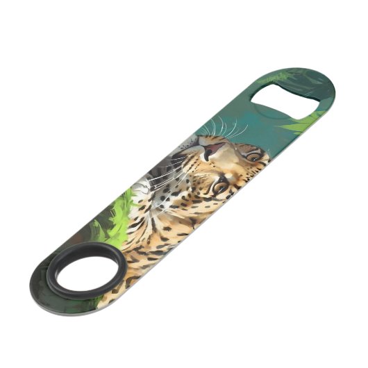Realistischer Leopard im Dschungel Speed Flaschenöffner (Rückseite Schrägansicht)