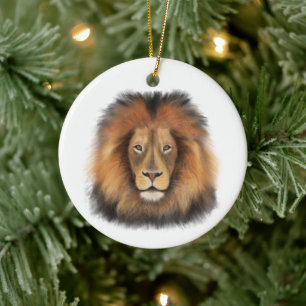 realistischer Löwenkönig des Dschungels, männlich, Keramik Ornament
