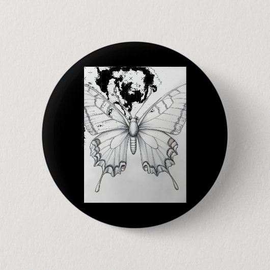 Realistischer Monarch-Falter Bleistiftzeichnung Au Button (Vorderseite)