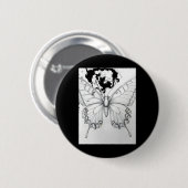 Realistischer Monarch-Falter Bleistiftzeichnung Au Button (Vorne & Hinten)
