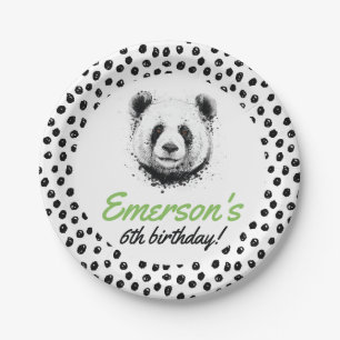 Realistischer Panda-Bären-Name Geburtstagsfeier, j Pappteller