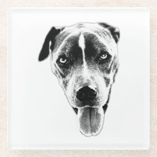 Realistischer Pit Mix Portrait Untersetzer