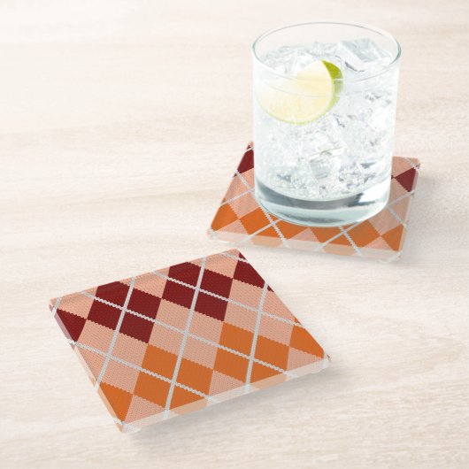 Realistischer Rauten-Stoff Glasuntersetzer (Schrägansicht)
