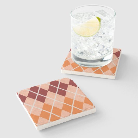 Realistischer Rauten-Stoff Steinuntersetzer (Seitenansicht)