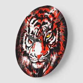 Realistischer Red Tiger Head - Red Tiger Clock Große Wanduhr