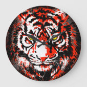 Realistischer Red Tiger Head - Red Tiger Clock Große Wanduhr (Vorderseite)