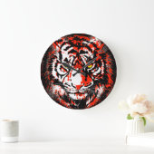 Realistischer Red Tiger Head - Red Tiger Clock Große Wanduhr (Zuhause)