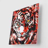 Realistischer Red Tiger Head - Red Tiger Clock Quadratische Wanduhr (Winkel)