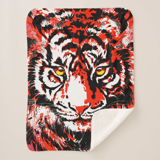 Realistischer Red Tiger Head Sherpa Blanket Sherpadecke (Vorderseite)