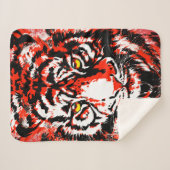 Realistischer Red Tiger Head Sherpa Blanket Sherpadecke (Vorderseite (Horizontal))