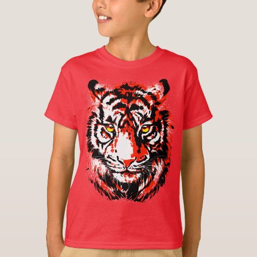 Realistischer Red Tiger Head T - Shirt für Kinder (Vorderseite)