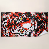 Realistischer Red Tiger Head - Tiger Beach Handtuc Strandtuch (Vorderseite)