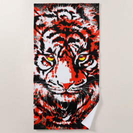 Realistischer Red Tiger Head - Tiger Beach Handtuc Strandtuch