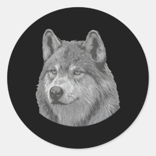 Realistischer Schwarz-Weiß-Wölf-Portrait Wolf Runder Aufkleber