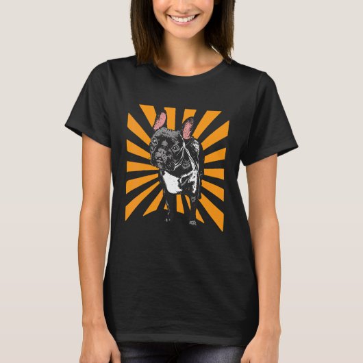 Realistischer Schwarzer Bulldog T-Shirt (Vorderseite)