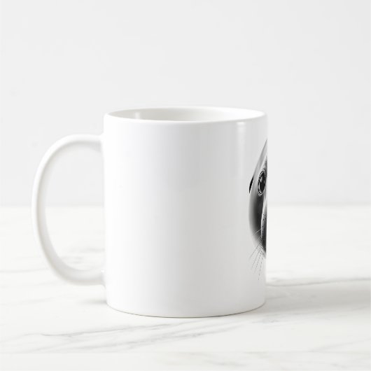 Realistischer Siegel Head Black & White T - Shirt Kaffeetasse (Links)